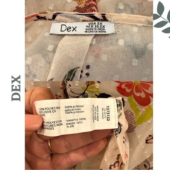 🛍️3/$40 DEX Sheer Floral Open | Tie Front Tassel Top | Boho Romantic Cream | 2X - Picture 9 of 9